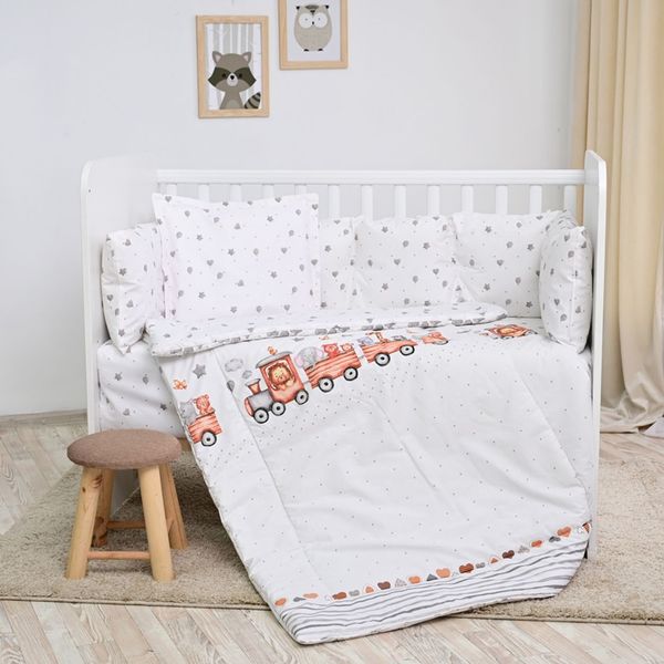 Lorelli Babybettwäsche-Set 5-tlg. Decke 140x95 cm Kissen 43x35 cm Nestchen weiß grau