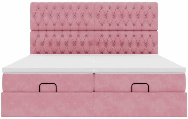 vidaXL Ottoman-Bett mit Matratzen Rosa 200x200 cm Samt 3313801 Bild 7