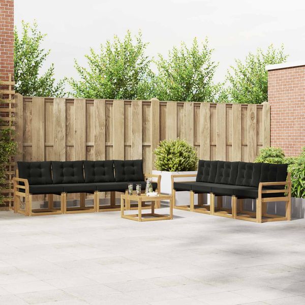 vidaXL Outdoor-Sofagarnitur mit Kissen 9 pcs Weiß und Schwarz 3389334