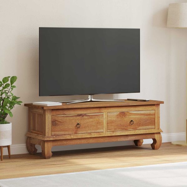 vidaXL TV-Ständer Natur 110 x 35 x 40 cm Massivholz Teak 42017957
