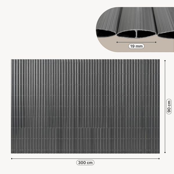 PVC Sichtschutzmatte Cefalu 90x300 cm 19mm Anthrazit [casa. pro] Bild 2