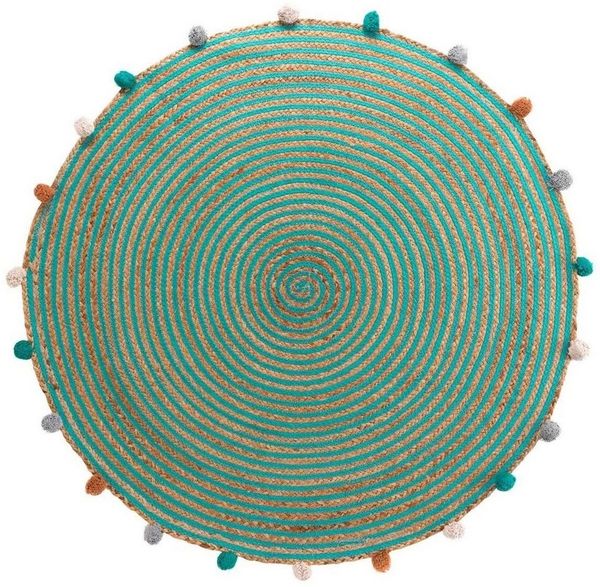 Douceur d'intérieur Kinderteppich Kinderteppich mit Pompons BALOO, Ø 90 cm, Höhe: 5 mm