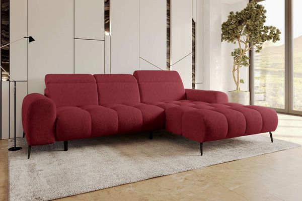 99rooms Milano Ecksofa Chenille APHRODITE Chianti Rechts mit Sitztiefenverstellung