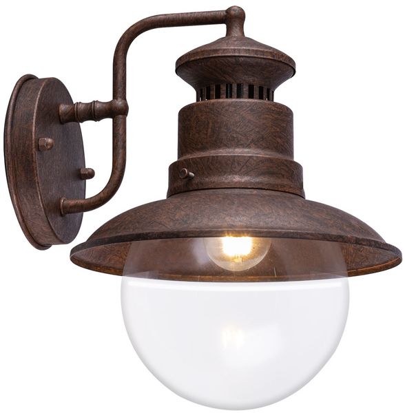 LED Außenwandleuchte, Stahl, Bronze, Feuer-Effekt, IP44, E27, H 27 cm