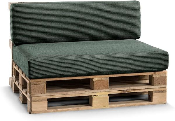 Gutekissen® Palettenkissen Gerippte Kissen, Palettenauflagen Sitzkissen Rückenlehne Gerippt PFL (Rückenlehne 120x40, Grün)