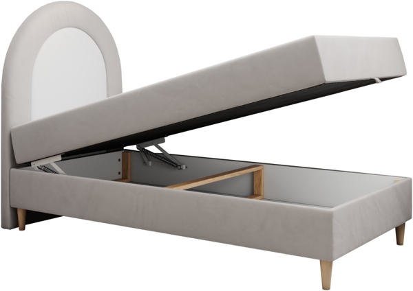 Kinderbett NEST, Boxspringbetten für Kinderzimmer, Jugendbett, Einzelbett mit Matratze 90 x 180 cm - Hellgrau Velvet - Topper T25 Bild 5