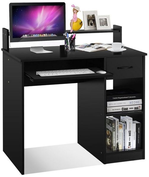 COSTWAY Computertisch mit Ablage, Schreibtisch PC-Tisch Computerschreibtisch