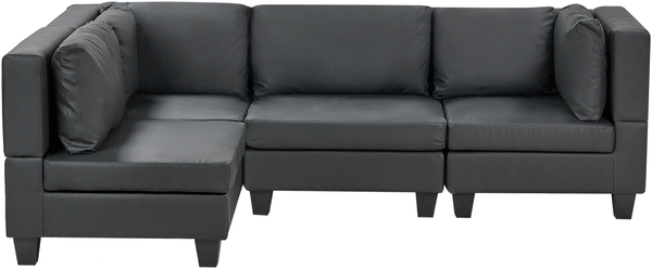 Beliani 'Unstad' Sofa, Schwarz, Kunstleder, 72 x 152 x 228 cm, ohne Ottomane, Rechts
