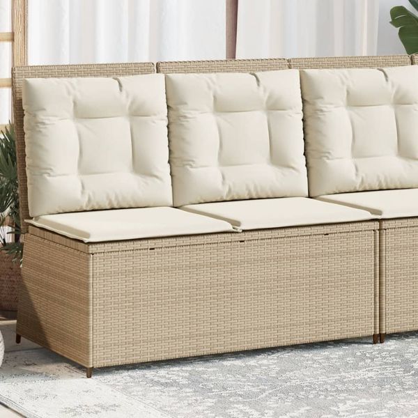vidaXL Gartenbank Verstellbar mit Kissen Beige Poly Rattan 368968