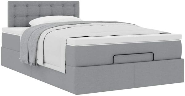 vidaXL Ottoman-Bett mit Matratze Hellgrau 120x200 cm Stoff 3311615 Bild 5