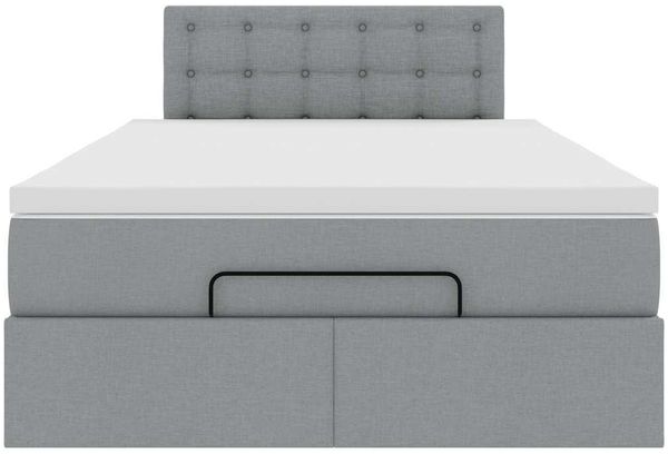 vidaXL Ottoman-Bett mit Matratze Hellgrau 120x200 cm Stoff 3311615 Bild 7