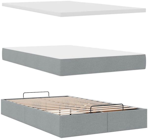 vidaXL Ottoman-Bett mit Matratze Hellgrau 120x200 cm Stoff 3311615 Bild 8