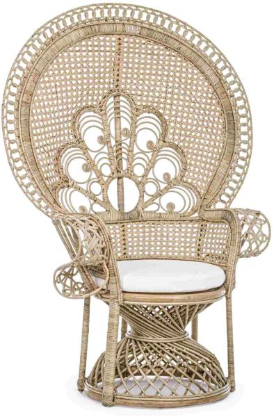 Sessel Peacock aus Rattan, Natur