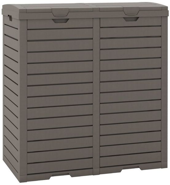 COSTWAY Mülltonnenbox, Mülleimer mit Doppeldeckel, 235 L, mit Auffangschale & Griff