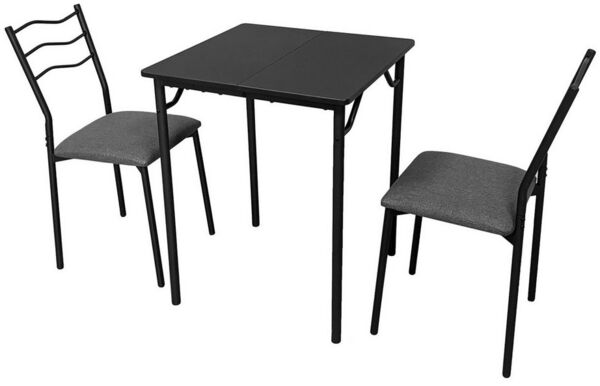 HTI-Living Essgruppe Essgruppe Thora 3-teilig Tischplatte Schwarz, (Set, 3-tlg, 1 Tisch, 2 Stühle)