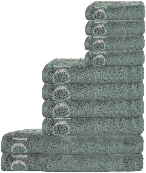 JOOP! Handtuch Set, 10-tlg. - Classic, 2x Duschtuch, 4x Handtuch, 4x Gästetuch Pinie Set
