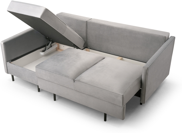 AX LIVING Cord Schlafsofa Couch hellgrau Treville mit Schlaffunktion L Bild 7