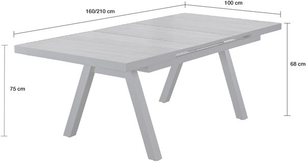 LC Garden Gartentisch Gartentisch 160/210x100cm Aluminium Stativ-Gestell Ausziehtisch