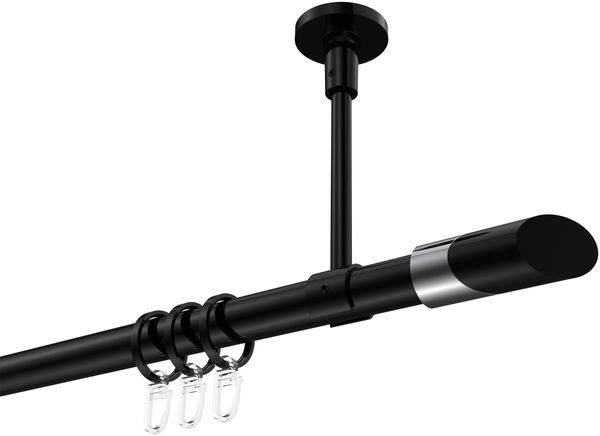 Gardinenstangen-Set Sonette Verano 260 cm (geteilt in 2 x 130 cm), 1-läufig, 20 mm Ø Schwarz