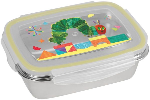 Geda Labels GmbH Lunchbox Raupe Nimmersatt Hello Friend, Edelstahl, (1-tlg), Gelb, 550 ml, spülmaschinengeeignet (Nur Behälter, ohne Deckel)