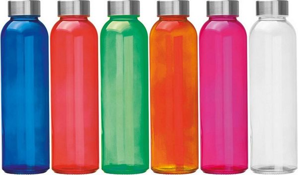 Macma Trinkflasche 6x Trinkflasche / aus Glas / Füllmenge: 500ml / 6 verschieden Farben