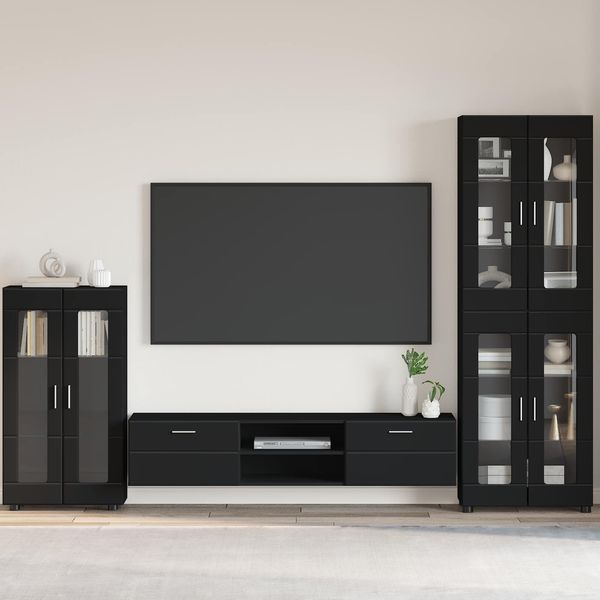 vidaXL Sideboard FLORIN Schwarz 55,5 x 29 x 100 cm Holzwerkstoff 880252