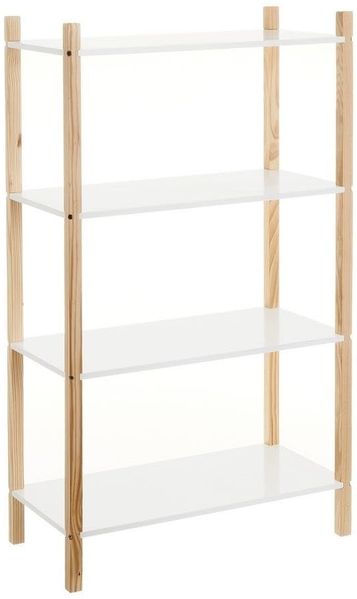 DRW Bodenregal mit 4 Einlegeböden aus MDF-Holz in Weiß und Natur