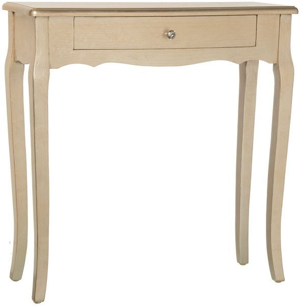 DRW - Beistelltisch 80 cm Schublade Holz Champagner 80 x 30 x 80 cm