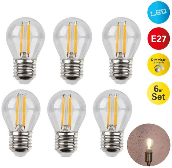 näve LED-Leuchtmittel Daffy, E27, 6 St, Warmweiß, 6er Set, LED in warmweiß, E27, dimmbar, Farbe klar, D: 4,5cm, H: 8cm