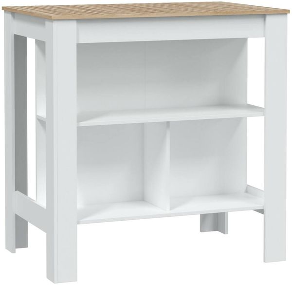 Dmora Esstisch Barzano, Küchenregal, Esszimmertisch, Festes rechteckiges Regal, 103x67 h105 cm, Weiß und Eiche