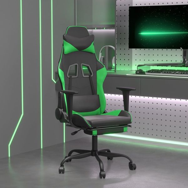 vidaXL Gaming-Stuhl mit Fußstütze Schwarz und Grün Kunstleder 3143656