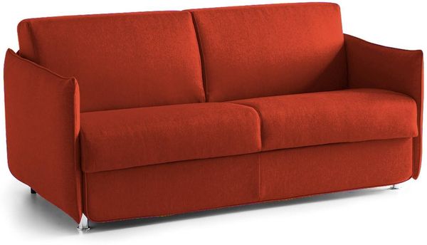 Dmora 2-Sitzer festes Sofa Monleale, Lineares Sofa für Wohnzimmer, gepolstert, abnehmbarer Bezug, 100 % Made in Italy-Qualität, 160x95 h90 cm, Orange
