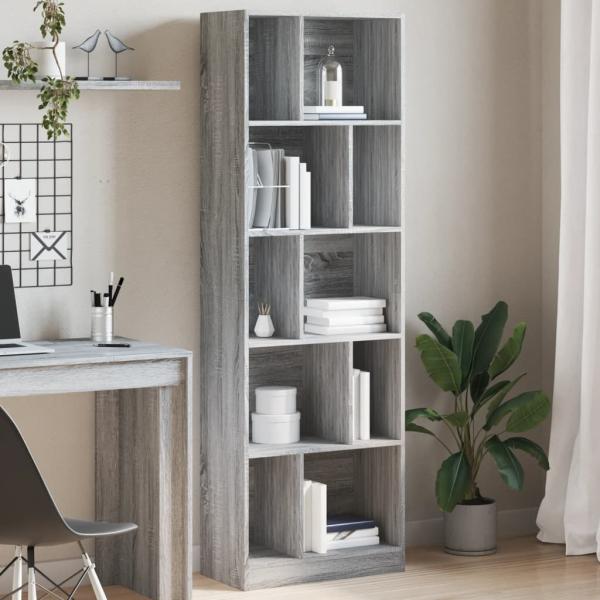 vidaXL Bücherregal Grau Sonoma 57x28,5x174 cm Holzwerkstoff 847994