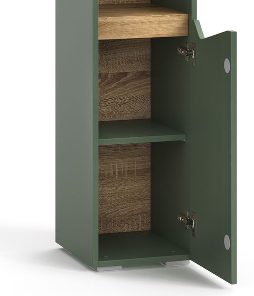 Badschrank Marelle Grün/Artisan 30 x 180 cm mit Türen und offenen Fächern Vicco Bild 5