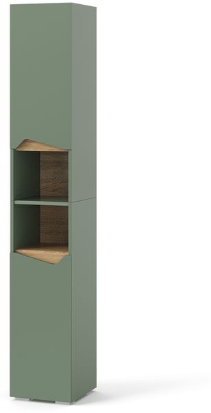 Badschrank Marelle Grün/Artisan 30 x 180 cm mit Türen und offenen Fächern Vicco