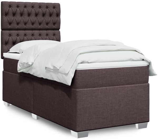vidaXL Boxspringbett mit Matratze Dunkelbraun 100x200 cm Stoff 3290409