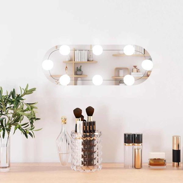 vidaXL Wandspiegel mit LED-Leuchten 15x40 cm Glas Oval 3189158