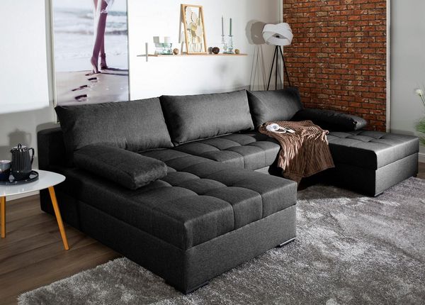 COLLECTION AB Wohnlandschaft Josy U-Form, B: 307 cm, Bettfunktion & Bettkasten, Federkern