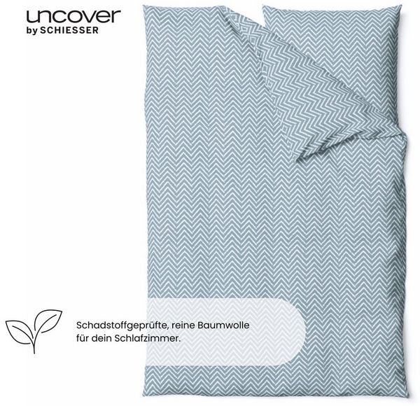 Uncover by Schiesser Bettwäscheset Grebur - Renforcé - 2-teilig - 155 x 220 cm - Hellblau