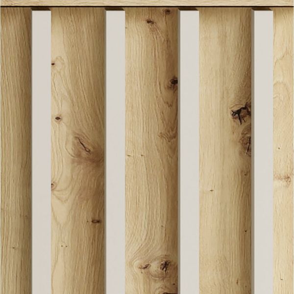 Lomadox Garderoben-Set DAVIS-166, (Spar-Set, 2-St, Kommode Garderobe), Eiche Dekor Kaschmir Beige Lamellen-Design grifflos modern
