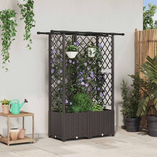 vidaXL Hochbeet mit Rankgitter und Dach Braun 124 x 40 x 136 cm PP 42032524
