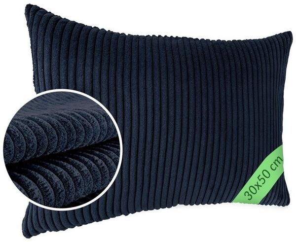 ANRO Dekokissen Kissenhülle MIT oder OHNE Füllung Kissenbezug Zierkissen, Kissenüberzug ohne Füllung Cordsamt 50x50cm Einfarbig Dunkelblau
