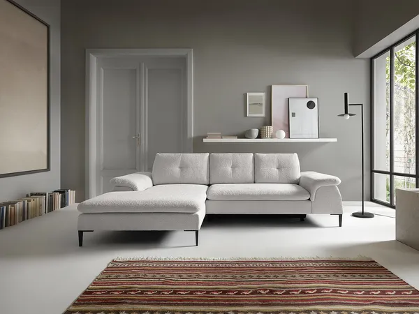 Vente-unique - JOLESA Sofa Stoff Weiß - B 172 cm x H 84 cm x L 268 cm