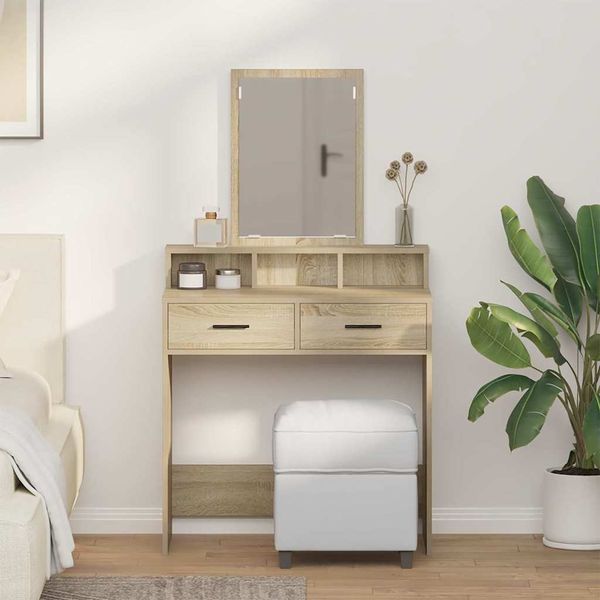 vidaXL Schminktisch Sonoma-Eiche 79 x 41 x 140 cm Holzwerkstoff 865138