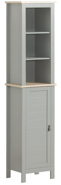 SoBuy BZR68-HG Badezimmer-Hochschrank, MDF, Lackiert, Hellgrau, 39 x 169 x 30 cm