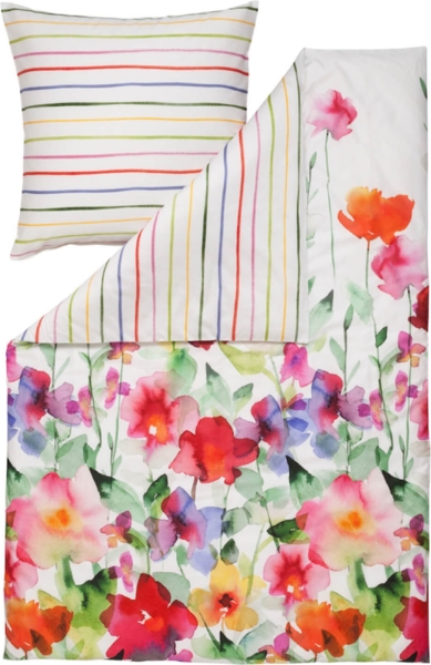 Estella Bettwäsche Aquarell 4703 985 multi Mako Satin 135 x 200 + 80 x 80 cm