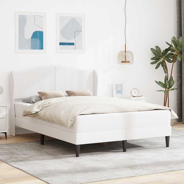 vidaXL Bettrahmen mit Kopfteil Weiß 160x200 cm Kunstleder 3415159