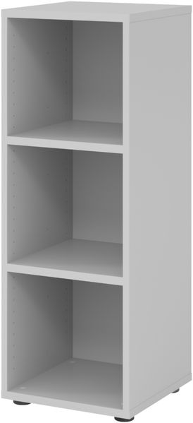 bümö Regal grau, Standregal aus Holz für 3 Ordnerhöhen - Bücherregal klein 40 cm schmal, Aktenregal für Ordner & Bücher, kleines Büroregal, Holzregal, Ordnerregal, Buchregal Dachschräge, 934RE-5