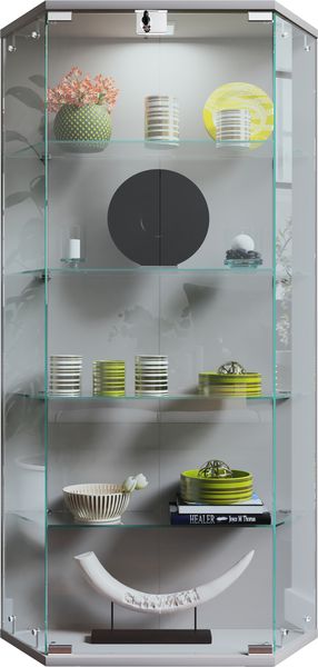 VCM Wandvitrine Benila 920065 Silber H. 114 x B. 83 x T. 17 cm