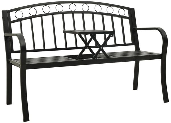 vidaXL Gartenbank mit Tisch Schwarz 120 cm Stahl 319584